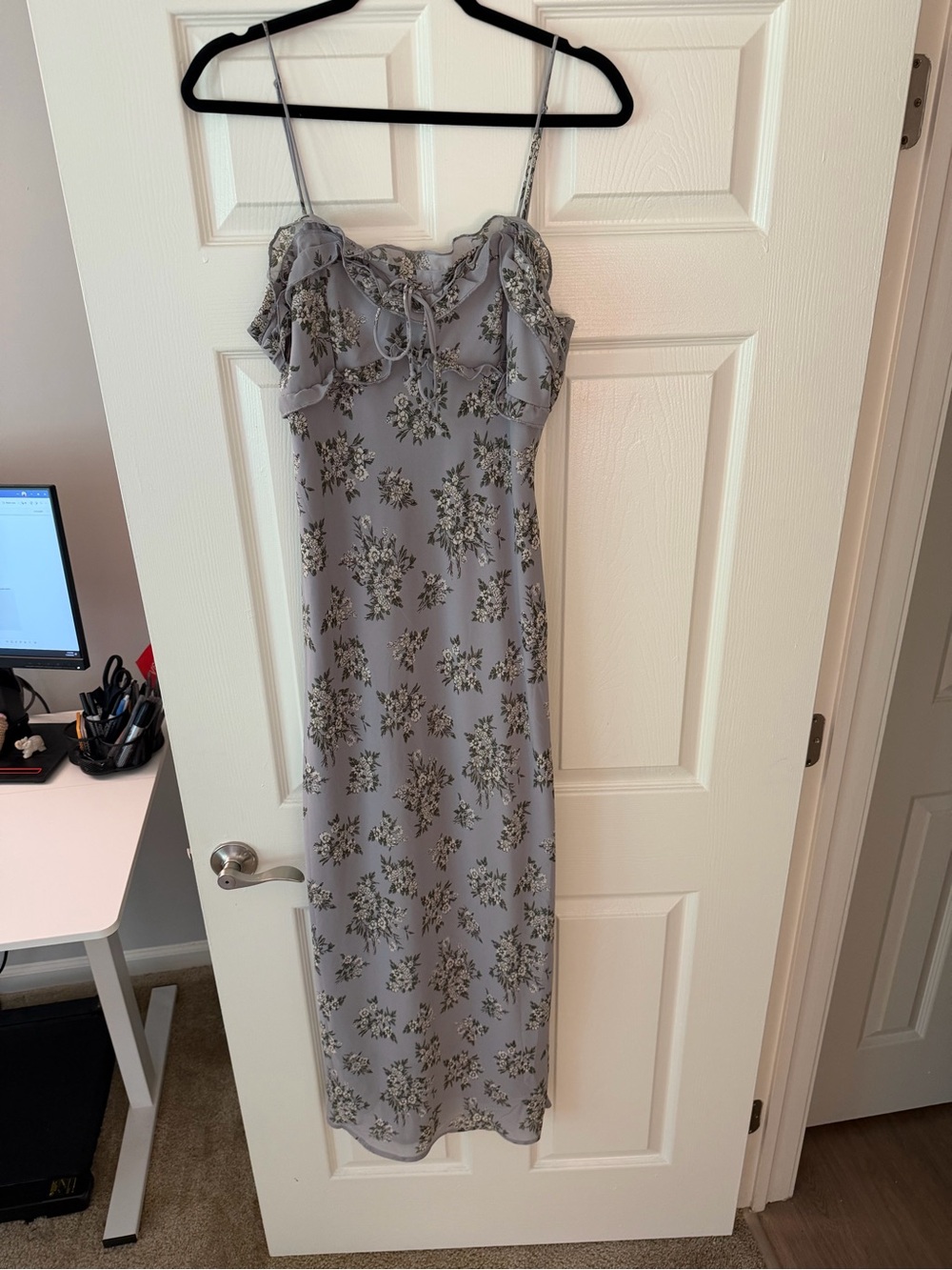 wild fable Light Gray Floral Maxi Slip Dress